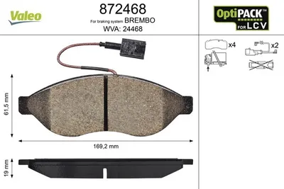 Produktbild von VALEO Bremsbeläge Satz Vorne für CITROËN JUMPER Kasten 872468