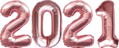 Produktbild von Oblique Unique Folien Luftballon Zahl 2021 Silvester Neujahr Party Deko Ballons Zahlenballons - rosé gold