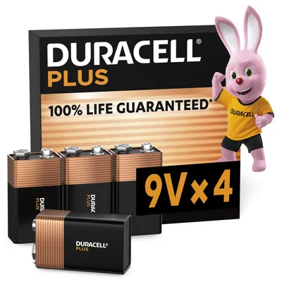 Produktbild von Duracell Plus Power, Einwegbatterie, 9V, Alkali, 9 V, 4 Stück(e), Schwarz, Kupfer