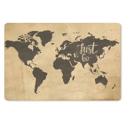 Produktbild von MuchoWow® Schreibtischunterlage Weltkarte - Just Go - Vintage 60x40 cm - XXL Mauspad - Großes Mauspad