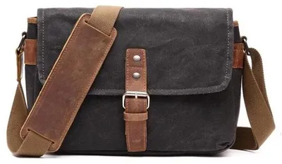 Produktbild von Wasserfester Canvas-Kamera-Rucksack, Retro-Design, Crossbody-Modell, Gewatteerte Mitte, Schwarz, Einheitsgröße, Vintage-Stil.