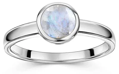 Produktbild von MATERIA by Matthias Wagner Ring mit Mondstein Damen 925 Silber weiß rund facettiert 54 56 58 60 SR-19