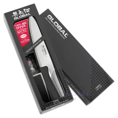 Image de Set de départ : Couteau de chef G-2 + Aiguisoir MinoSharp Global
