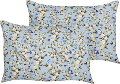 Produktbild von BELIANI Gartenkissen 2er Set Blau Stoffbezug mit Füllung 40 x 60 cm Rechteckig Blumenmuster Streukissen Dekokissen für Garten Terrasse Balkon Outdoor