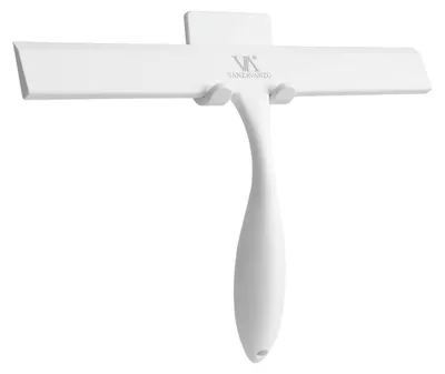 Obrázek produktu pro Silikonová stěrka na sprchový kout, 28 cm, s protirůstovým povrchem a přísavkou, bílá