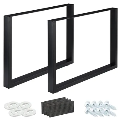 Productafbeelding van Relaxdays Tafelpoten, set van 2, BxH: 100x72 cm, metalen tafelpoten voor bureau, eettafel, salontafel, industriële stijl, zwart