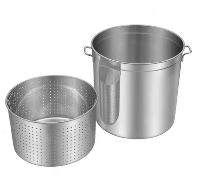 Obrázek produktu pro Velký hrnec s košíkem – hrnec na polévky a maso – 50 l, nerezová ocel 201 – na dušení, vaření, smažení – s víkem – pro gastronomii a domácnost – stříbrný
