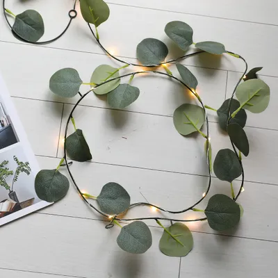 Produktbild von 2m Künstliches Girlande LED Blätter Rebe Lichterkette Batteriebetrieben für Innen Garten Party Hochzeit Deko