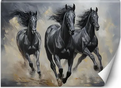Produktbild von Vlies fototapete Galoppierende Pferde 300x210 cm Feeby Schwarz inkl. Kleber einfache Montage