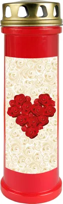 Produktbild von Grabkerze Rot, Brenndauer: 100 Stunden ( 4 Tage ), Motiv: Rose Herz