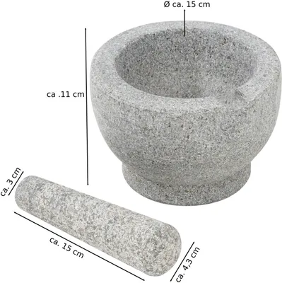 Produktbild von Mörser mit Stößel Reibe Zerkleinerer Gewürz Mühle aus Granit