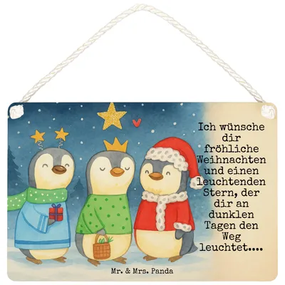 Produktbild von Mr. & Mrs. Panda holzbild Winterzeit Heilige drei Könige Design DIN A5 - Weiß - Geschenk, Weihnachtstage, Winter, Wandschild, Weihnachten, Weihnachtsmann, Türschild