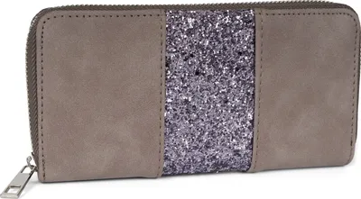 Produktbild von styleBREAKER Geldbörse mit umlaufendem Pailletten Streifen, Reißverschluss, Portemonnaie, Damen 02040056