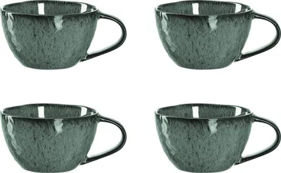 Produktbild von Leonardo Matera Kaffee-Tassen 4er Set, Tassen aus Steingut, spülmaschinengeeignete Kaffee-Becher, mikrowellenfeste Keramik Tassen, grün, 290 ml, 018589