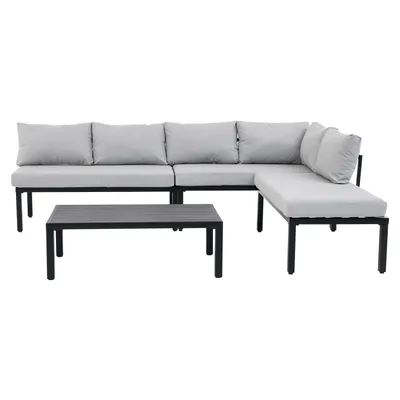 Produktbild von Garten-Essgruppe,Gartenmöbel-Set,Garten-Loungesessel-Set mit verzinktem Eisenrahmen,6-Sitzer,verstellbare Beine,abnehmbare Rückenlehne,modulares Sofa