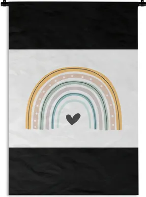 Produktbild von MuchoWow® Wandteppich Wandbehang Regenbogen - Herz - Tupfen - Pastell - Kinder 120x90 cm Tapisserie Dekoration Wandtuch - Wohnen - Aufhänger für die Wand