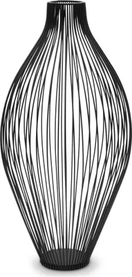 Produktbild von 1.07 Velká dekorativní váza v černé barvě - baňatá / 45 cm - Kovová váza na umělé květiny