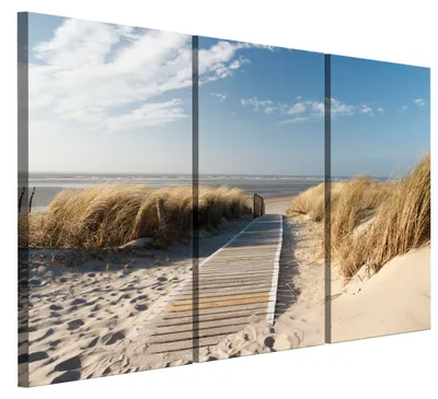 Produktbild von LUMASOUL Leinwand Bilder, Leinwandbild Natur Motiv, Wandbilder Holzrahmen und Webstuhl Wohnzimmer und Schlafzimmer, Bilder 90x60 cm Eklektisch Meerlandschaft 03
