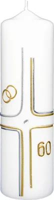 Produktbild von Hochzeitskerze Diamentene Hochzeit 220 x 60 mm mit individueller Namensverzierung aus Wachsbuchstaben