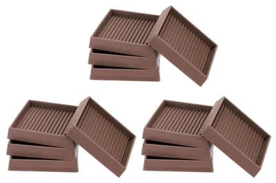 12er-Pack Gummi-Möbelgleiter, 76x76 mm, Antirutsch, Braun