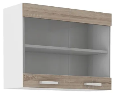 Produktbild von Küchen Glashängeschrank 80 cm für das Modell „Dave 240 Eiche Sonoma Trüffel“