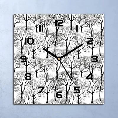 Produktbild von Wanduhr Echt-Glas-Küchenuhr Bäume Wald Natur Quarz Lautlos 30x30 Deko Bilder