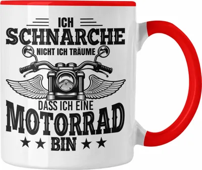 Produktbild von Trendation - Ich Schnarche Nicht Motorrad-Fahrer Geschenk Tasse Spruch (Rot)