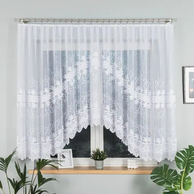 Obrázok produktu pre MARKIZETA Hotová žakárová záclona JOWITA s pruhovaným vzorom, šírka 400 x výška 150 cm, farba 001 biela 018960/FBL/001/400150/1