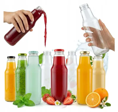Productafbeelding van Bimberek KUBUŚ glazen flessen, set van 10, 750 ml, geschikt voor sappen