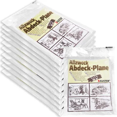 Produktbild von BAUSTER® 10 Stück Malerschutzfolie - je 4x5m - Malerfolie für eine Gesamtfläche von 100qm, 10my Schutzplane für Malerarbeiten Hochwertige Schutzfolie