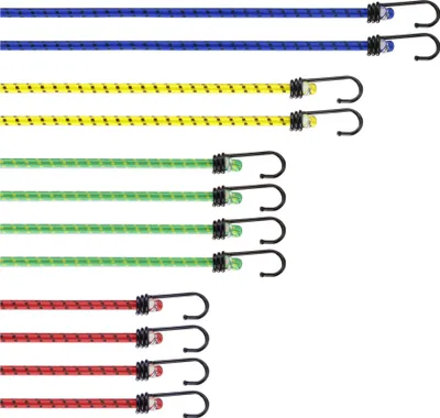 Produktbild von Pretex, 12er Set Spanngurte Gummi mit Haken, 4 Längen, mehrfarbig, hochbelastbar, 0.16 m breit, zur Ladungssicherung an LKW, Wohnmobil, Wohnwagen, Camping, Outdoor, Haushalt & Fahrzeugen