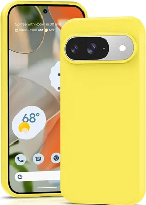 Produktbild von Conie TPU Schutzhülle für Google Pixel 9 Tasche Case Cover Bumper Silikon Mikrofaser Inlay Hülle in Gelb matt