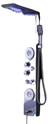 Immagine prodotto di Sistema di pannelli doccia VEVOR, 6 modalità di doccia, torre di pannelli doccia a LED e display, pioggia, cascata, 4 getti per il massaggio del corpo, bocca da bagno, doccetta, tubo flessibile da 59 pollici, set doccia a parete
