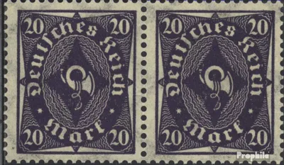 Produktbild von Briefmarken Deutsches Reich 1923 Mi 230W waagerechtes Paar, , Walzendruck gestempelt Posthornzeichnung
