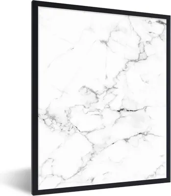 Produktbild von MuchoWow® Gerahmtes Poster Marmor - Weiß - Grau - Luxus - Marmoroptik - Strukturiert 60x80 cm - Poster mit Schwarzem Bilderrahmen Wandposter Rahmen Foto Bilder - Premium - Wanddeko Wohnzimmer