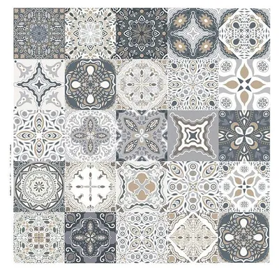 Image de Elzusha - Lot de 25 autocollants pour carrelage, style mosaïque rétro, pour cuisine et salle de bain