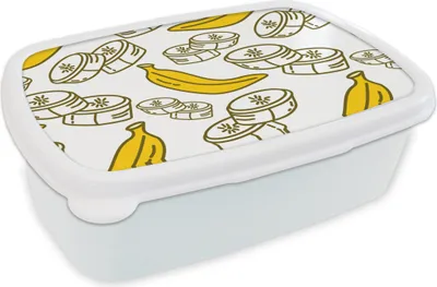 Produktbild von KitchenYeah® Lunchbox Brotzeit Brotdose 17x11 cm Banane - Muster - Obst Kinder Brotzeitdose - Lunch Box - Kinder - Sandwich-Box - Schulbox - Lunch Boxen