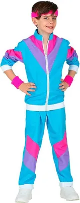 Produktbild von 80 er Jahre Trainingsanzug Kinder - Jogginganzug - Blau - 116 - 164 cm 80ties M - 140 cm - 8-10 Jahre