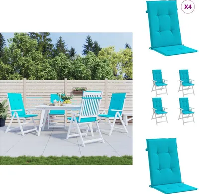 Image de vidaXL Coussins de chaise à haut dossier 4 pcs. Tissu turquoise - coussin d'assise