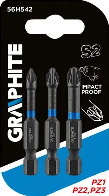 Zdjęcie produktu dla GRAPHITE Bity udarowe PZ1/2/3 x 50 mm, 3 szt.