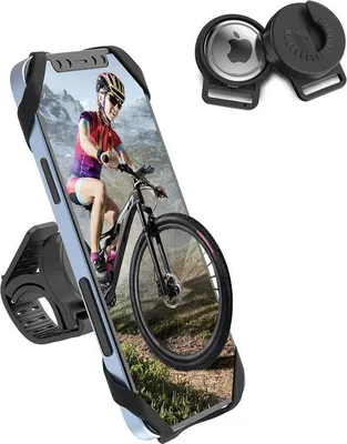 Zdjęcie produktu dla Uchwyt na telefon do motocykla na smartfony o przekątnej ekranu od 4,5 do 7 cali – z AirTagiem – obracany o 360° – czarny