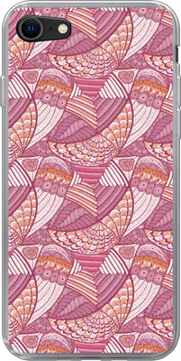 Produktbild von MuchoWow® Handyhülle Schutzhülle Hülle für Telefoonhoesje iPhone SE 2020 Mädchen - Federn - Rosa - Muster - Mädchen - Kinder - Kinder Silikon Softcase Handy Hülle - Kartenbesitzer