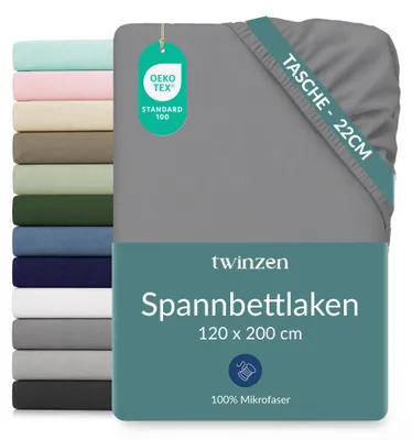 Immagine prodotto di Lenzuolo con angoli per divano letto, in microfibra, 120x200 cm, colore antracite, altezza del bordo 25 cm