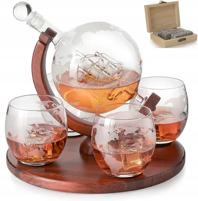 Produktbild von Whisky Set MatMay 0,85 l Glas klar mit 4 Gläsern und Kühlsteinen