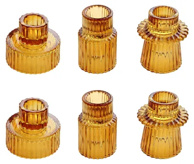 Image de Omgoods - Ensemble de 6 bougeoirs en verre pour bougies chauffe-plat et bougies
