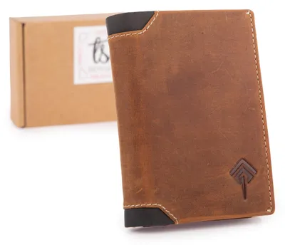 Obrázek produktu pro Ekavale Pánská elegantní vertikální kožená peněženka Vintage RFID hnědá