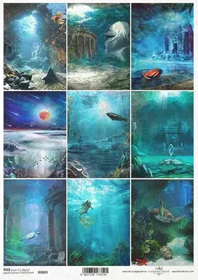 Produktbild von ITD Reispapier Decoupage Bastelpapier, Unterwasserstadt, Ruinen, Höhlen R2069