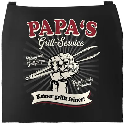 Produktbild von Premium Grill-Schürze für Männer Opa's/Papa's Grillservice König der Grilllzange Geschenk Vater Großvater Vatertag Moonworks® Papa schwarz Herren