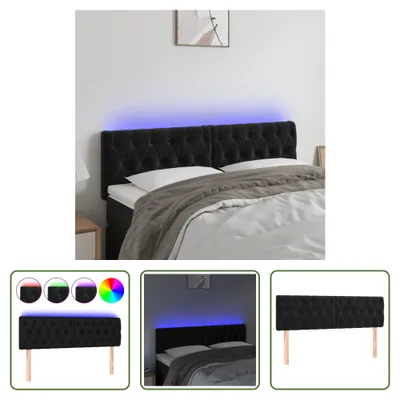 Zdjęcie produktu dla Zagłówek LED Living Store czarny 144x7x78/88 cm aksamitny