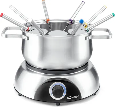 Immagine prodotto di Bomann® Fonduta per 8 persone | anche per fonduta di cioccolato e formaggio | Set per fonduta con 8 forchette per fonduta | Set per fonduta 1400W I Set per fonduta elettrico FD 2248 CB